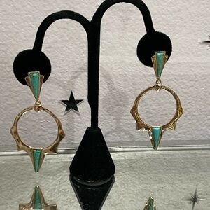Anna & Ava Gold Turquoise Hoop Dangle Earrings